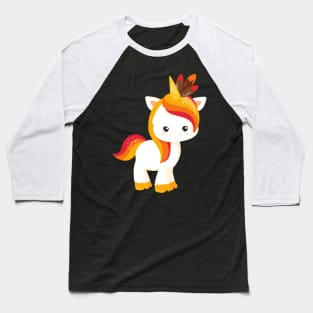 Thanksgiving Unicorn, Cute Unicorn, Feathers Baseball T-Shirt